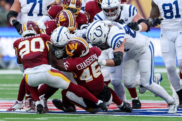 4th October 2026; Tottenham Hotspur Stadium, London, England; NFL, American Football Herren, USA International Series American Football, Washington Commanders versus Indianapolis Colts; A general view of the action HenningxVonxJagow
