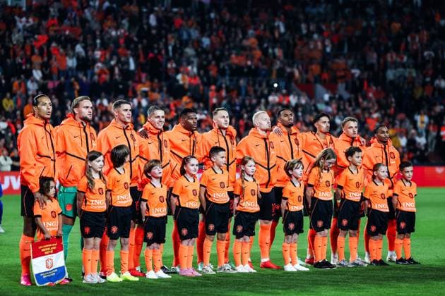 EINDHOVEN - (lr) Virgil van Dijk of the Netherlands, Netherlands goalkeeper Bart Verbruggen, Micky van de Ven of the Netherlands, Joey Veerman of the Netherlands, Denzel Dumfries of the Netherlands, Teun Koopmeiners of the Netherlands, Mexx Meerdink of the Netherlands, Ryan Gravenberch of the Netherlands, Tijjani Reijnders of the Netherlands, Noa Lang of the Netherlands, Crysencio Summerville of the Netherlands during the UEFA Nations League match between the Netherlands and Serbia at the Philips Stadium on 4 October 2026 in Eindhoven, the Netherlands. SONNY LENSEN ANP xVIxANPxSportx xxANPxIVx 571517086 originalFilename: 571517086