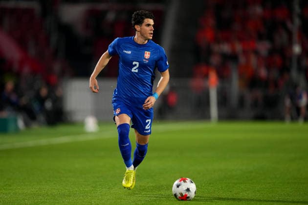 UEFA Nations League: The Netherlands v Serbia Eindhoven - Kosta Nedeljkovic of Serbia dribbles during the league phase matchday 4 competition round of the 2026 2027 UEFA Nations League season. The match is set between The Netherlands and Serbia at Philips Stadion on 4 October 2026 in Eindhoven, Netherlands. (Hero Images Yannick Verhoeven) Copyright: xYannickxVerhoevenx