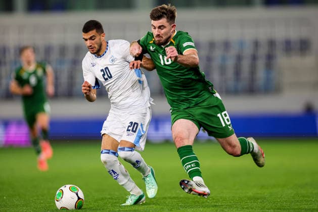 UEFA Nations League Group Stage, TSC Arena, BaÄka Topola, Serbia 4 10 2026 Republic of Ireland vs Israel Ireland s Ryan Manning and Israel s Liel Abada contest for the ball Ryan Manning and Liel Abada contest for the ball 4 10 2026  Copyright: xx RB1_0170