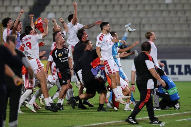 Malta players and staff celebrate after the UEFA Nations League, League D, Group D1 match between Malta and Andorra at the National Stadium, in Ta Qali, Malta, on 04 October, 2026. (photo by Domenic Aquilina) UEFA Nations League, League D, Group D1 Qualifying; UEFA Nations League;