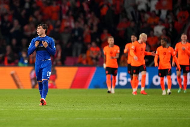 UEFA Nations League: The Netherlands v Serbia Eindhoven - Mihajlo Cvetkovic of Serbia looks dejected after conceding a goal (1-0) during the league phase matchday 4 competition round of the 2026 2027 UEFA Nations League season. The match is set between The Netherlands and Serbia at Philips Stadion on 4 October 2026 in Eindhoven, Netherlands. (Hero Images Yannick Verhoeven) Copyright: xYannickxVerhoevenx