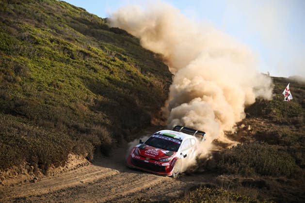 IPA89309016 - Driver Elfyn Evans and co-driver Scott Martin of the Toyota Gazoo Racing WRT team, driving a Toyota GR Yaris Rally1, are in 4th place on the fourth day of the race during the 2026 FIA World Rally Championship WRC, Motorsport Rallye, WM Rally Italia Sardegna on October 4 in Alghero, Sardinia, Italy. Copyright: xLucaxBarsali IPAxSportx xx IPA89309016