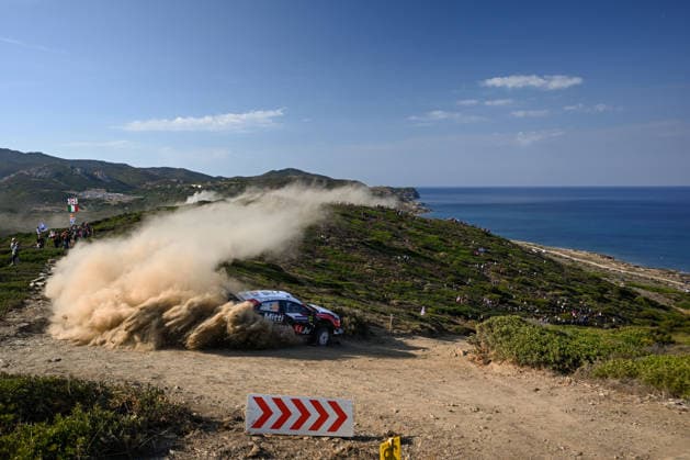 IPA89309023 - Driver M?rti?ö Sesks and co-driver Ren?rs Francis of the M Ford World Rally Team, driving a Ford Puma Rally1, are in 4th place on the fourth day of the race during the FIA World Rally Championship WRC, Motorsport Rallye, WM Rally Italia Sardegna 2026 on October 4 in Alghero, Sardinia, Italy. Copyright: xLucaxBarsali IPAxSportx xx IPA89309023