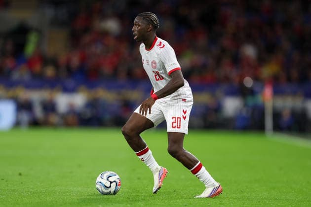 Wales v Denmark UEFA Nations League Mohamed Daramy of Denmark attacks during the UEFA Nations League match at the Cardiff City Stadium, Cardiff 04 10 2026 UK Newspapers OUT Copyright: xKaraxThomasx FIL-24028-0022