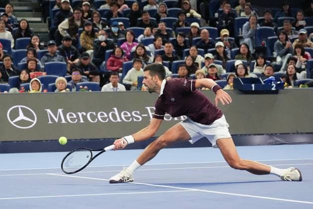 (261004) -- BEIJING, Oct. 4, 2026 -- Novak Djokovic competes during the men s singles quarterfinal match between Alexander Zverev of Germany and Novak Djokovic of Serbia at 2026 China Open tennis tournament in Beijing, China, Oct. 4, 2026. ) (SP)CHINA-BEIJING-TENNIS-CHINA OPEN-MEN S SINGLES(CN) JuxHuanzong
