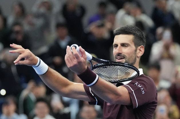 (261004) -- BEIJING, Oct. 4, 2026 -- Novak Djokovic celebrates after the men s singles quarterfinal match between Alexander Zverev of Germany and Novak Djokovic of Serbia at 2026 China Open tennis tournament in Beijing, China, Oct. 4, 2026. ) (SP)CHINA-BEIJING-TENNIS-CHINA OPEN-MEN S SINGLES(CN) JuxHuanzong