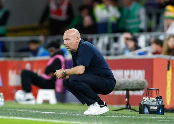Cardiff, Wales, 4th October 2026. Brian Riemer head coach of Denmark during the Wales vs Denmark UEFA Nations League match at the Cardiff City Stadium, Cardiff. Picture credit should read: Cody Froggatt Sportimage EDITORIAL USE ONLY. No use with unauthorised audio, video, data, fixture lists, club league logos or live services. Online in-match use limited to 120 images, no video emulation. No use in betting, games or single club league player publications. SPI_026_CF_WALES_V_DENMARK SPI-5051-0026