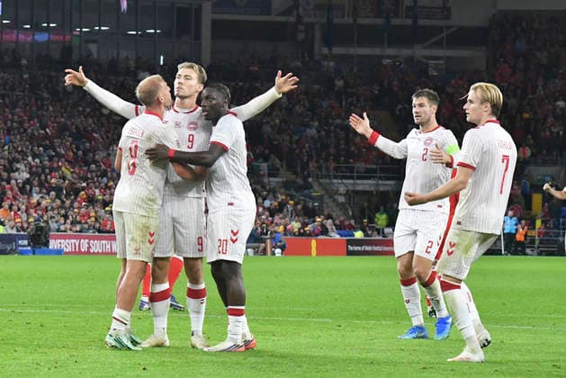 Football - 2026 2027 UEFA Nations League - League A, Group Four: Wales vs. Denmark - Cardiff City Stadium - Sunday 4th October 2026 Rasmus Hojlund DENMARK celebrates scoring his team s first goal colorsport winston bynorth 