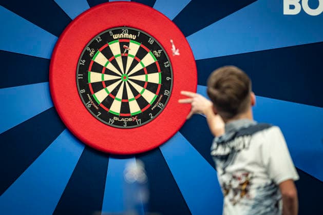 RECORD DATE NOT STATED 4th October 2026; Mattioli Arena, Leicester, England; PDC World Grand Prix Darts, World Grand Prix, Final Day; Jack Johnson on his way to retaining his Junior VOLT Championship in the final in Leicester by defeating Danny Halliday 5-0 GodfreyxPitt