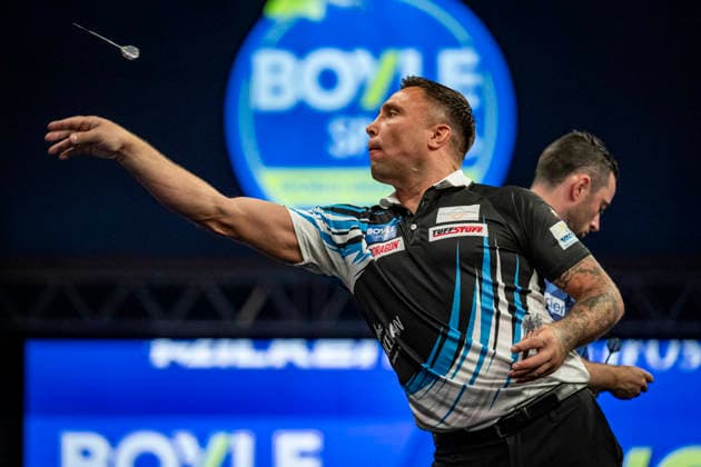 RECORD DATE NOT STATED 4th October 2026; Mattioli Arena, Leicester, England; PDC World Grand Prix Darts, World Grand Prix, Final Day; Gerwyn Price in action on the oche his final match against Luke Humphries GodfreyxPitt