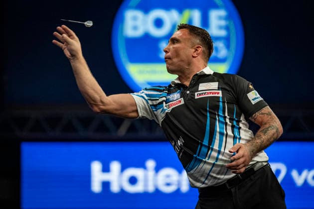 RECORD DATE NOT STATED 4th October 2026; Mattioli Arena, Leicester, England; PDC World Grand Prix Darts, World Grand Prix, Final Day; Gerwyn Price in action on the oche his final match against Luke Humphries GodfreyxPitt