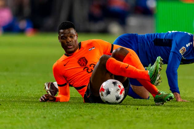 EINDHOVEN, Netherlands: Defender Denzel Dumfries during the UEFA Nations League match between the Netherlands and Serbia at Philips Stadion on October 4, 2026, in Eindhoven, Netherlands. Photo by DeFodi Images