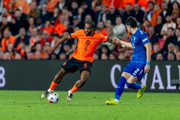 EINDHOVEN, Netherlands: Midfielder Quinten Timber of the Netherlands during the UEFA Nations League match between the Netherlands and Serbia at Philips Stadion on October 4, 2026, in Eindhoven, Netherlands. Photo by DeFodi Images