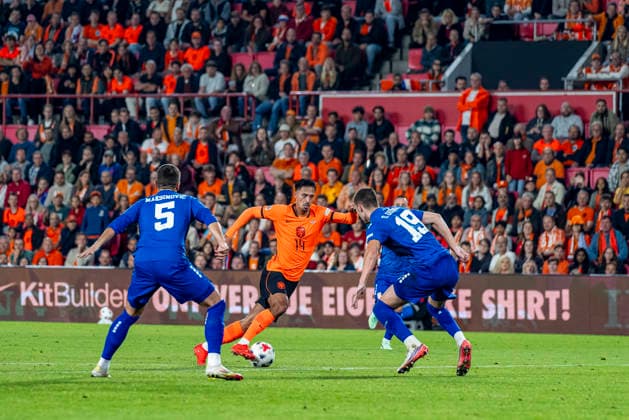 EINDHOVEN, Netherlands: Midfielder Tijjani Reijnders during the UEFA Nations League match between the Netherlands and Serbia at Philips Stadion on October 4, 2026, in Eindhoven, Netherlands. Photo by DeFodi Images