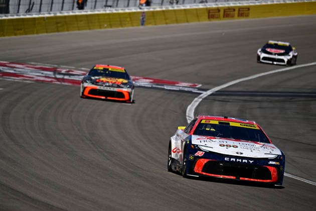 LAS VEGAS, NV - OCTOBER 04: Ty Gibbs ( 54 Joe Gibbs Racing Saia Freight + Logistics Toyota) during the South Point 400 NASCAR, Motorsport, USA Cup Series Chase playoff race on October 4, 2026 at Las Vegas Motor Speedway in Las Vegas, NV. (Photo by Will Lester LVMS Icon Sportswire) AUTO: OCT 04 NASCAR Cup Series Playoffs South Point 400 EDITORIAL USE ONLY Icon26100410084