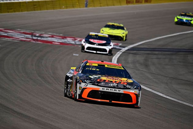 LAS VEGAS, NV - OCTOBER 04: Chase Briscoe ( 19 Joe Gibbs Racing Bass Pro Shops Toyota) during the South Point 400 NASCAR, Motorsport, USA Cup Series Chase playoff race on October 4, 2026 at Las Vegas Motor Speedway in Las Vegas, NV. (Photo by Will Lester LVMS Icon Sportswire) AUTO: OCT 04 NASCAR Cup Series Playoffs South Point 400 EDITORIAL USE ONLY Icon26100410092