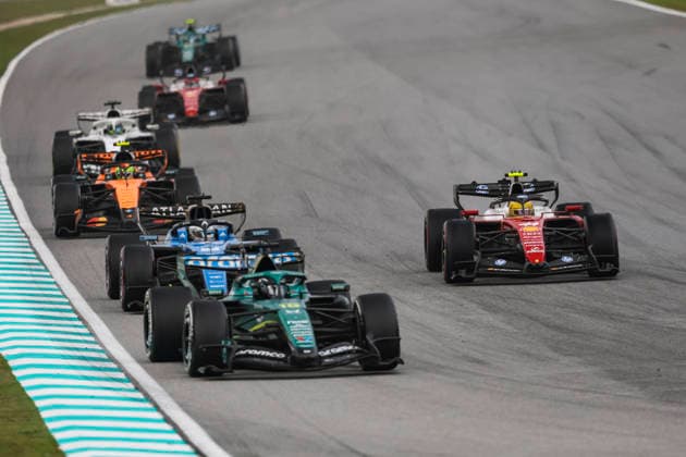 F1 - BAHRAIN GRAND PRIX IN MALAYSIA 2026 18 STROLL Lance (can), Aston Martin F1 Team AMR26, action 01 NORRIS Lando (gbr), McLaren F1 Team MCL40, action 23 ALBON Alexander (tha), Williams F1 Team FW48, action 44 HAMILTON Lewis (gbr), Scuderia Ferrari SF-26, action during the 2026 Formula 1 Bahrain Grand Prix in Malaysia, 16th round of the 2026 Formula One World Championship, WM, Weltmeisterschaft from October 2 to 4, 2026 on the Sepang International Circuit, in Sepang, Malaysia - SepangMalaysia Copyright: xXavixBonillax