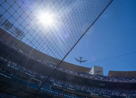 October 3, 2026, Los Angeles, California, USA: A B-52 Stratofortress conducts a flyover during the pregame ceremony honoring Lt. Col. Gabriel Estrella, who was killed in a recent B-52 crash, before NLDS Game 1 between the Los Angeles Dodgers and Atlanta Braves on Saturday, October 3, 2026, at Dodger Stadium in Los Angeles, California. . Los Angeles USA - ZUMAa60_ 20261003_zaf_a60_047 Copyright: xArmandoxArorizox USA News - October 3, 2026 - ZUMA0868 0868553124st Copyright: xIMAGO ArmandoxArorizox
