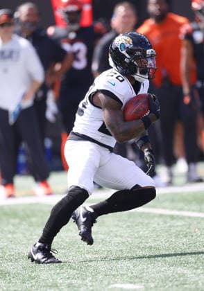 CINCINNATI, OH - OCTOBER 4: Jacksonville Jaguars running back Ameer Abdullah 20 in a game between the Jacksonville Jaguars and the Cincinnati Bengals on October 4, 2026, at Paycor Stadium in Cincinnati, OH. (Photo by Jeff Moreland Icon Sportswire) NFL, American Football Herren, USA OCT 04 Jaguars at Bengals EDITORIAL USE ONLY Icon168261004061