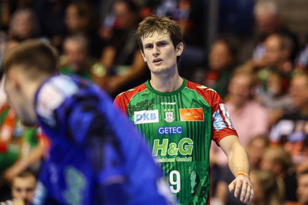 Oskar Vind Rasmussen, SC Magdeburg, 9th Handball Bundesliga Season 2026–2027: SC Magdeburg vs. HC Erlangen at the GETEC Arena in Magdeburg; Action, Handball, Germany, October 4, 2026