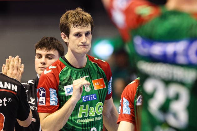 Oskar Vind Rasmussen, SC Magdeburg, 9th Handball Bundesliga Season 2026–2027: SC Magdeburg vs. HC Erlangen at the GETEC Arena in Magdeburg; Action, Handball, Germany, October 4, 2026