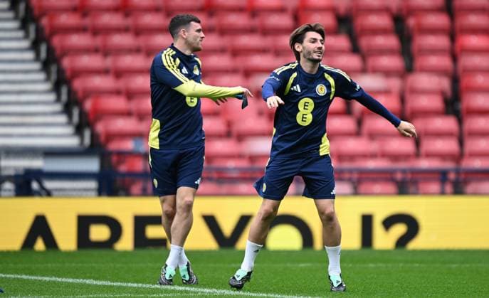Billy Glamour of Scotland training at Hampden Park ahead of the game tomorrow night. Scotland Team Training, International Football, Barclays Hampden, Glasgow, Scotland, UK - 05 Oct 2026Glasgow Lesser Hampden Scotland United Kingdom  Copyright: xMarkxRunnacles Shutterstockx 17186657o