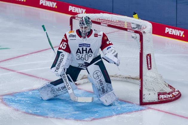 Tobias Ancicka, Goaltender, Augsburger Panther, 45 GER, EHC Red Bull Munich vs. Augsburger Panther, DEL, 2026–2027 Season, Matchday 6, October 4, 2026. Photo: HMB Media, Franz Feiner Copyright: HMBxMedia FranzxFeiner