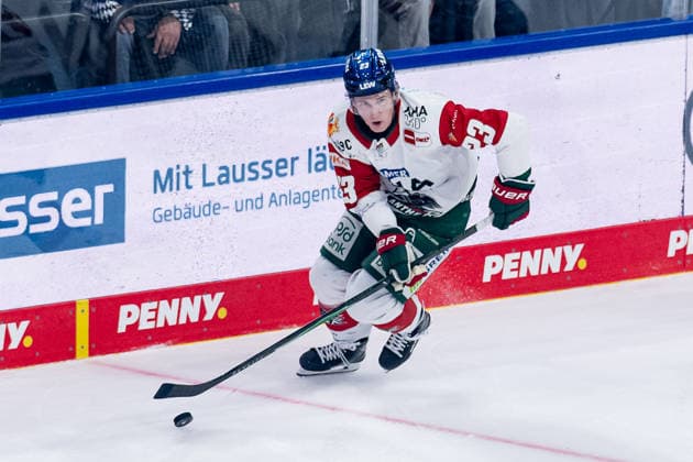Jimmy Lambert, Augsburger Panther, 23, GER, EHC Red Bull Munich vs. Augsburger Panther, DEL, 2026–2027 season, Matchday 6, October 4, 2026. Photo: HMB Media, Franz Feiner Copyright: HMBxMedia FranzxFeiner