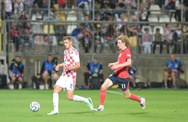 UEFA Nations League League A, Group C, Round 3, 2026–27, soccer match between Croatia and England, Dean Sculac Rujevica Stadium, Rijeka, Croatia, October 3, 2026: Josip Stanisic of Croatia (No. 2) in action during the UEFA Nations League League A, Group C, Round 3, 2026–27, soccer match between Croatia and England at Dean Sculac Rujevica Stadium in Rijeka, Croatia, October 3, 2026 Copyright: xBEAUTIFULxSPORTS Stanusicx