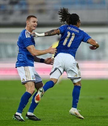 As Pescara 05 10 2026 - qualificazione Europeo 2027 U21, U 21 Italia-Polonia foto Antonello Sammarco Image nella foto: esultanza gol Luca Koleosho 
