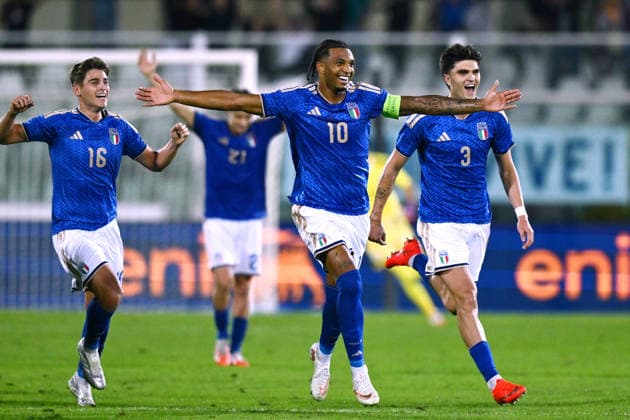 As Pescara 05 10 2026 - qualificazione Europeo 2027 U21, U 21 Italia-Polonia foto Antonello Sammarco Image nella foto: esultanza gol Cher Ndour 
