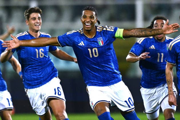As Pescara 05 10 2026 - qualificazione Europeo 2027 U21, U 21 Italia-Polonia foto Antonello Sammarco Image nella foto: esultanza gol Cher Ndour 