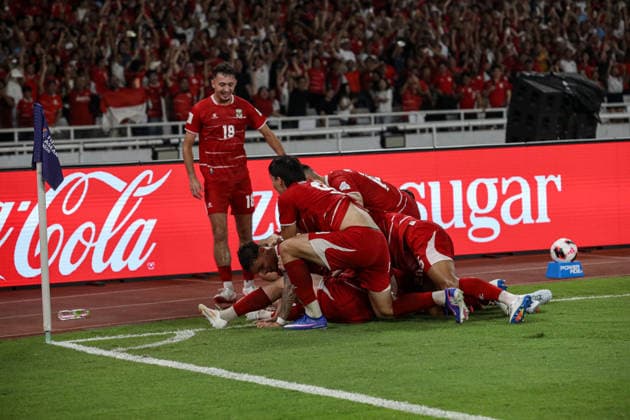 Indonesia Wins FIFA ASEAN Cup 2026 Indonesia players celebrate after scoring a goal against Thailand during the FIFA ASEAN Cup 2026 final at the Gelora Bung Karno Stadium in Jakarta, Indonesia, on October 5, 2026. Jakarta Indonesia  Copyright: xFaisalxRamadhanx originalFilename:ramadhan-notitle261005_npway.jpg
