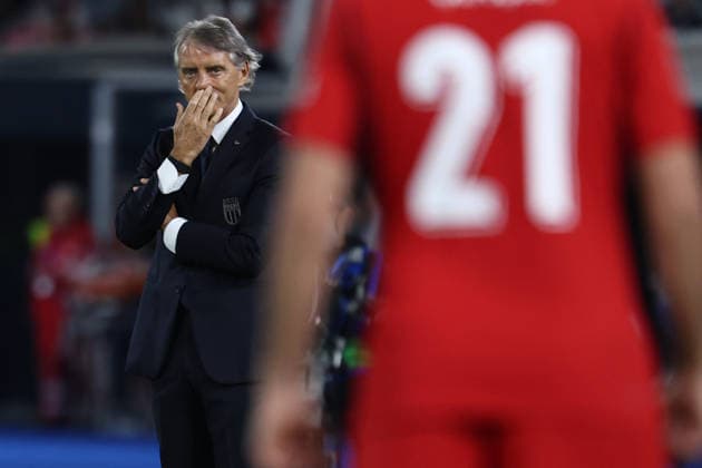 Roberto Mancini, head coach of Italy during the Nations League football match between Italy and Turkiye at Renato Dall Ara stadium in Bologna (Italy), October 05, 2026. CesarexPurini