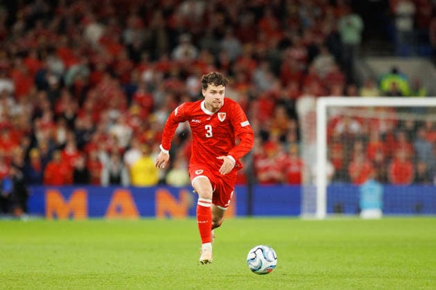 RECORD DATE NOT STATED 4th October 2026; Cardiff City Stadium, Cardiff, Wales; UEFA Nations League Football, Wales versus Denmark; Neco Williams of Wales dribbles ball AmandaxMcMaster