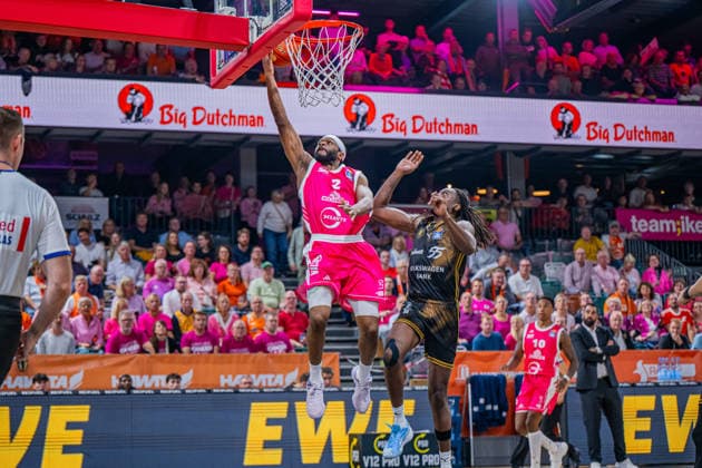 1st Basketball Bundesliga, easyCredit BBL, 2026–2027 Season, Men s Division, Regular Season, Matchday 4, October 5, 2026, RASTA Vechta vs. Basketball Löwen Braunschweig, Llyod Pandy 2, RASTA Vechta on a layup, Vechta RASTA Dome, Lower Saxony, Germany