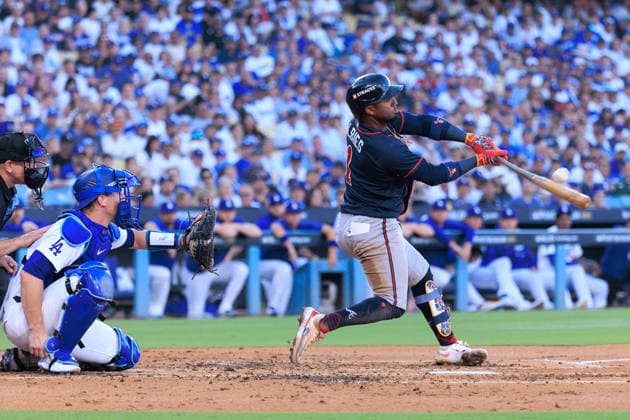 October 4, 2026, Los Angeles, California, USA: Ozzie Albies 1 of the Atlanta Braves at bat during NLDS Game 2 against the Los Angeles Dodgers on Sunday October 4, 2026 at Dodger Stadium in Los Angeles, California. Dodgers lose to Braves, 2-3. JAVIER ROJAS PI Los Angeles USA - ZUMAp124 20261004_zaa_p124_071 Copyright: xJavierxRojasx