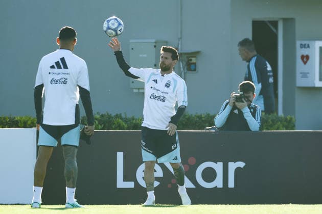 Argentina’s forward Lionel Messi takes part in a training session at the AFA (Argentine Football Association) training center in Ezeiza, Buenos Aires Province, on October 5, 2026, ahead of the upcoming friendly soccer matches against the Benin national team. Lionel Messi took part in the final training session of his professional career with the Argentine national team before his farewell match. Photo by Alejandro Pagni PHOTOxPHOTO Copyright: xAlejandroxPAGNIx