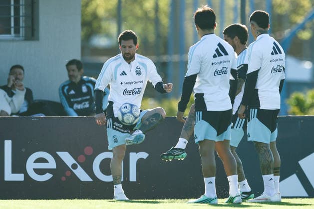 Argentina’s forward Lionel Messi takes part in a training session at the AFA (Argentine Football Association) training center in Ezeiza, Buenos Aires Province, on October 5, 2026, ahead of the upcoming friendly soccer matches against the Benin national team. Lionel Messi took part in the final training session of his professional career with the Argentine national team before his farewell match. Photo by Alejandro Pagni PHOTOxPHOTO Copyright: xAlejandroxPAGNIx