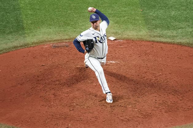October 5, 2026, St. Petersburg, Florida, USA: Tampa Bay Rays pitcher IAN SEYMOUR (61) throws a pitch in game 2 of the American League Division Series against the New York Yankees. The Tampa Bay Rays hosted the New York Yankees the at Tropicana Field in St. Petersburg, FL. St. Petersburg USA - ZUMAm299 20261005_znp_m299_004 Copyright: xTaylorxMcFeex