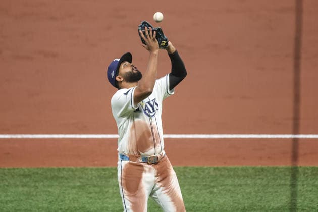 October 5, 2026, St. Petersburg, Florida, USA: Tampa Bay Rays third baseman JUNIOR CAMINERO (13) catches a ball in foul territory during game 2 of the American League Division Series against the New York Yankees. The Tampa Bay Rays hosted the New York Yankees the at Tropicana Field in St. Petersburg, FL. St. Petersburg USA - ZUMAm299 20261005_znp_m299_034 Copyright: xTaylorxMcFeex