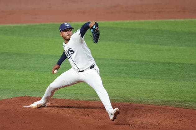 October 5, 2026, St. Petersburg, Florida, USA: Tampa Bay Rays pitcher FREDDY PERALTA (51) throws a pitch during game 2 of the American League Division Series against the New York Yankees. The Tampa Bay Rays hosted the New York Yankees the at Tropicana Field in St. Petersburg, FL. St. Petersburg USA - ZUMAm299 20261005_znp_m299_036 Copyright: xTaylorxMcFeex