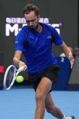 (261006) -- BEIJING, Oct. 6, 2026 -- Daniil Medvedev competes during the men s singles semifinal match between Daniil Medvedev of Russia and Novak Djokovic of Serbia at 2026 China Open tennis tournament in Beijing, China, Oct. 5, 2026. ) (SP)CHINA-BEIJING-TENNIS-CHINA OPEN-MEN S SINGLES(CN) XiexHan 