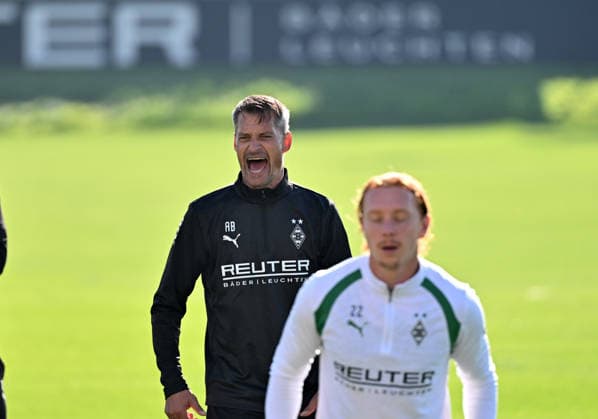 October 6, 2026, Mönchengladbach, Soccer, Men s, 2026–2027 Season, Borussia Mönchengladbach Training, Alexander Blessin, Gladbach Coach, Loud, DFL regulations prohibit any use of photographs as image sequences and or quasi-video footage at Borussia Park, North Rhine-Westphalia, Germany