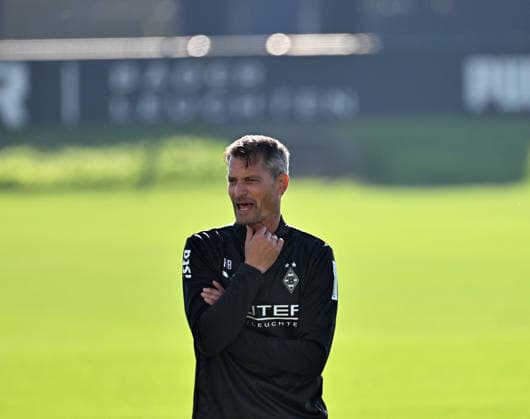October 6, 2026, Mönchengladbach, Soccer, Men s, 2026–2027 Season, Borussia Mönchengladbach Training, Alexander Blessin, Gladbach Coach, Loud, DFL regulations prohibit any use of photographs as image sequences and or quasi-video footage at Borussia Park, North Rhine-Westphalia, Germany