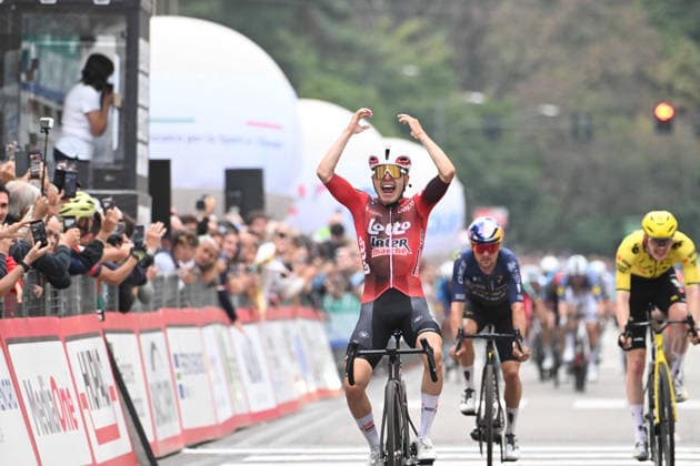 06-10-2026 Tre Valli Varesine; 2026, Lotto - Intermarche; 2026, Pinarello - Q36.5; 2026, Visma - Lease A Bike; Widar, Jarno; Pidcock, Thomas; Jorgenson, Matteo; Varese; 
