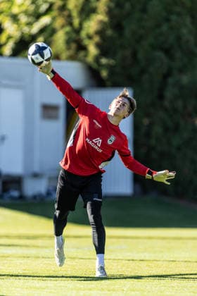 SSV Ulm 1846 Soccer Practice with Alois Schwartz, Soccer, Southwest Regional League, Ulm Training Field, October 6, 2026; U19 player, goalkeeper Nico Pop, SSV Ulm 1846 soccer during training with the Regional League team; SSV Ulm 1846 soccer training with Alois Schwartz, Soccer, Southwest Regional League, Ulm Training Field, October 6, 2026; Photo by Lucca Fundel; Ulm Training Field, Baden-Württemberg, Germany