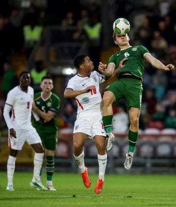 2027 UEFA Under 21 European Qualifier, Munster FA Turner s Cross, Cork 6 10 2026 Republic of Ireland vs England England s Ethan Nwaneri and Ireland s Jacob Devaney Ethan Nwaneri and Jacob Devaney 6 10 2026  Copyright: xx AC010480
