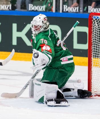 October 6, 2026: Goaltender Calle Clang of Rögle during the CHL game between Rögle and Davos on October 6, 2026 in Ängelholm. Photo by Niclas Jönsson, BILDBYRAN COP 273 NO0449. ice hockey, CHL, Champions Hockey League, Rögle, Davos, Rögle BBENG. ice hockey, CHL, Champions Hockey League, Rögle, Davos, Rögle BBENG. Copyright: NICLASxJÖNSSON BB261006NO045